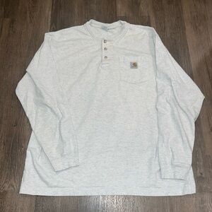 Vintage Carhartt Men's Gray Henley Long Sleeve Shirt